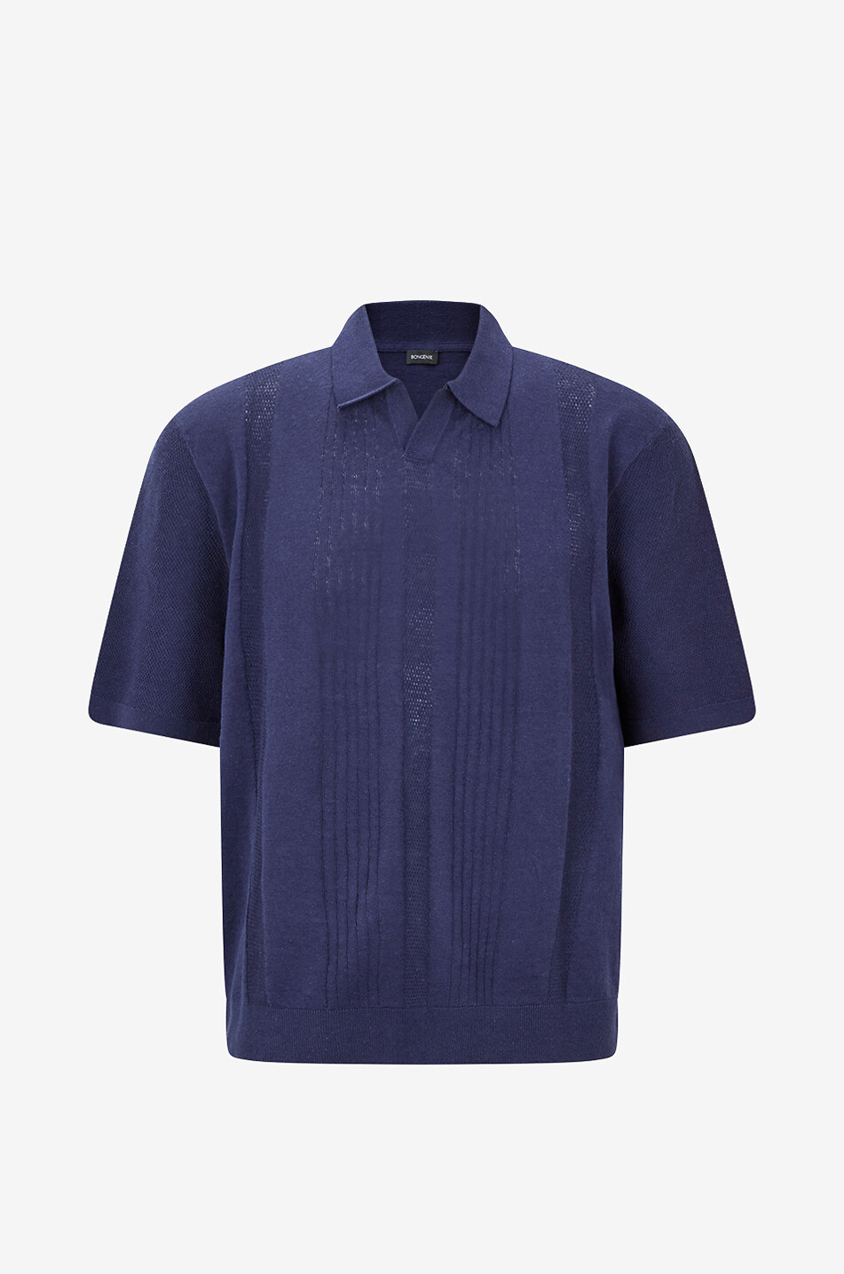 BONGENIE Linen and cotton polo shirt Men DARK BLUE 1
