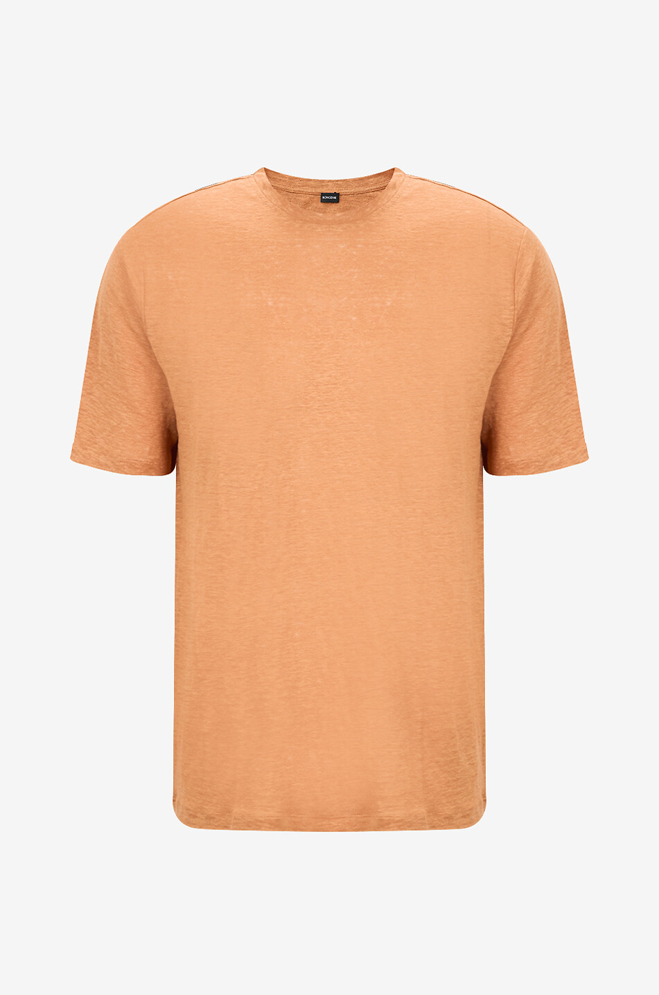 BONGÉNIE T-shirt à manches courtes et col rond en lin Homme MARRON CLAIR 1