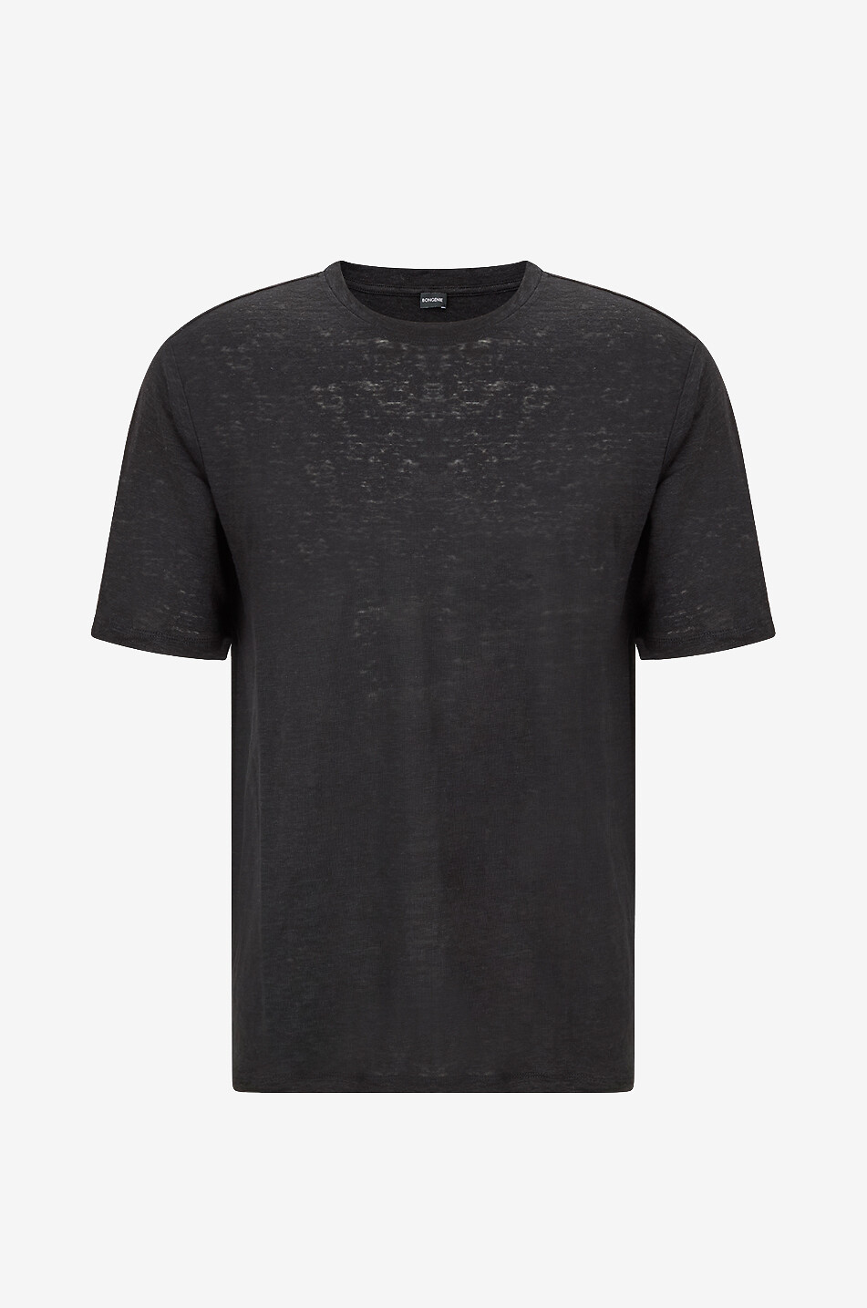 BONGENIE Short-sleeved round-neck linen T-shirt Men BLACK 1