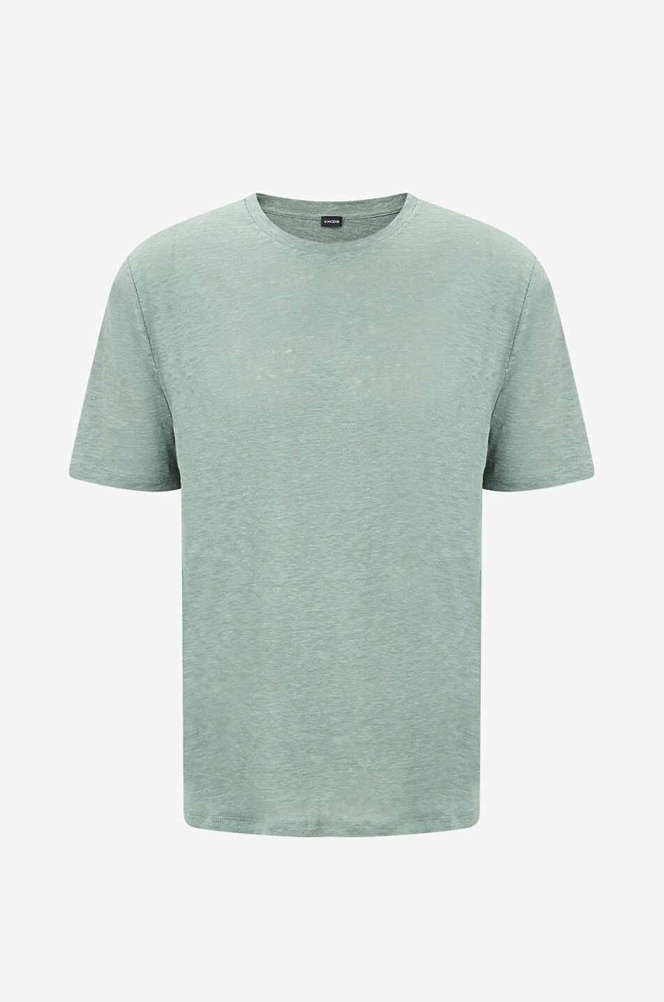 BONGÉNIE T-shirt à manches courtes et col rond en lin Homme VERT CLAIR 1