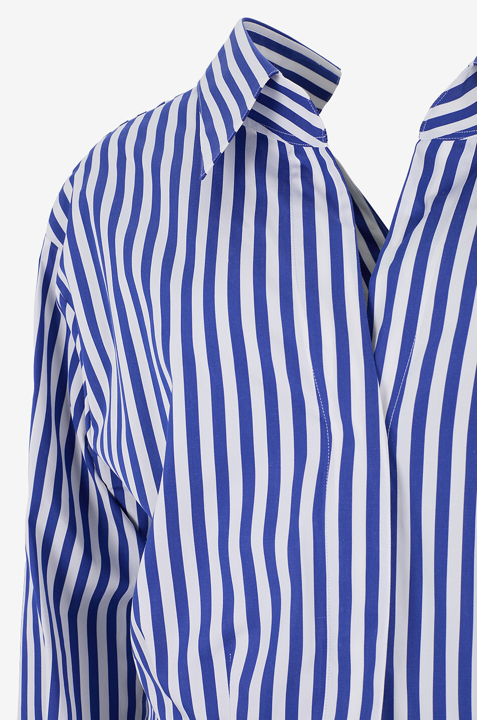 GIVENCHY Striped open-collar cotton poplin shirt Women BLUE 3