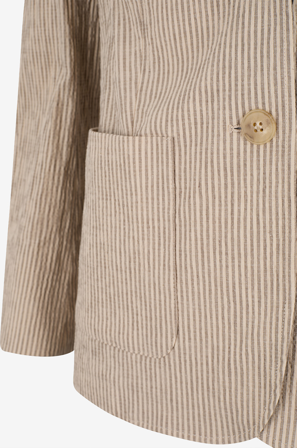 WEEKEND MAX MARA Taillierter gestreifter Blazer aus Baumwolle und Leinen Dalett Damen BEIGE 3