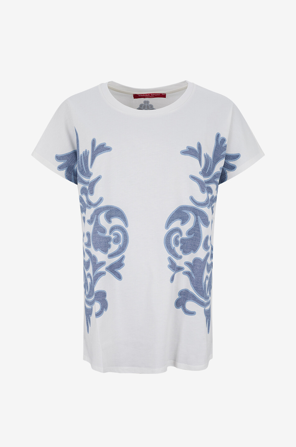 MARINA RINALDI Targa cotton oversized round-neck t-shirt Women WHITE 1
