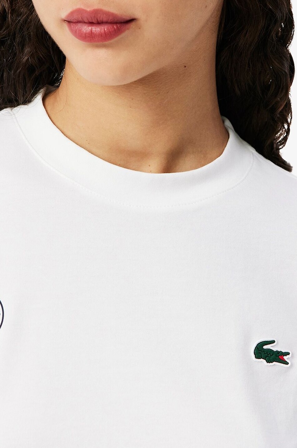 LACOSTE Roland-Garros Ultra Dry cotton crew neck t-shirt Women WHITE 5