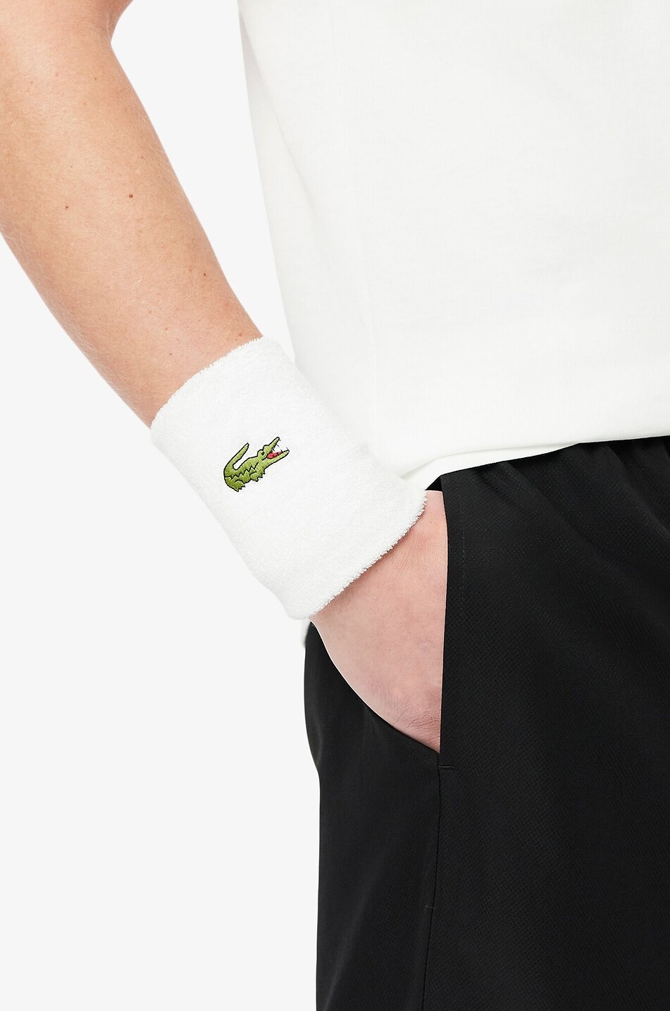 LACOSTE Lot de deux bracelets éponge en coton Unisexe BLANC 2