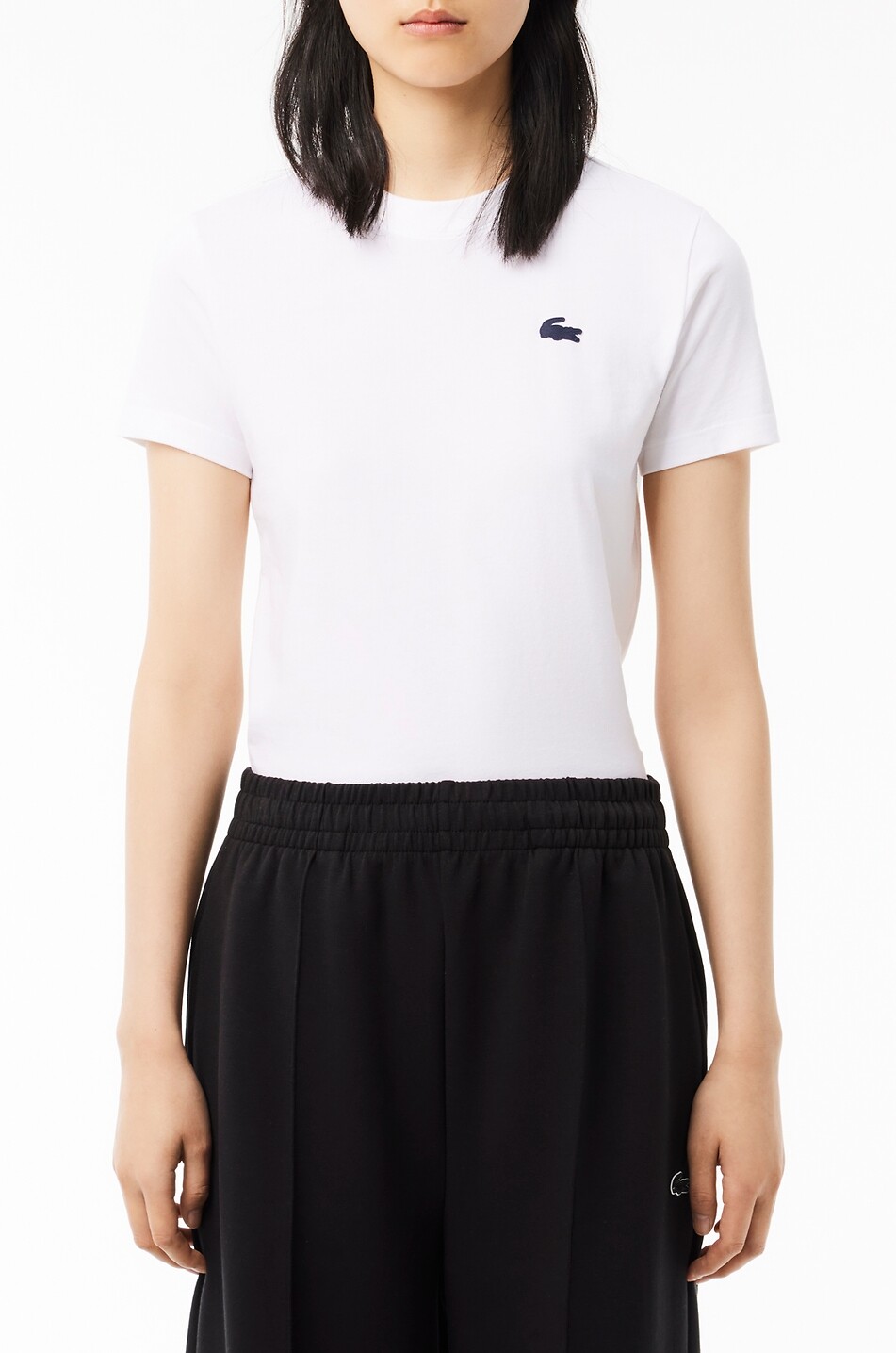 LACOSTE Ultra Dry cotton blend crew neck t-shirt Women WHITE 2