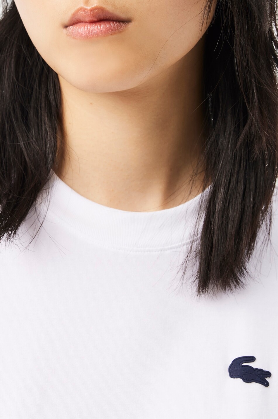 LACOSTE Ultra Dry cotton blend crew neck t-shirt Women WHITE 4