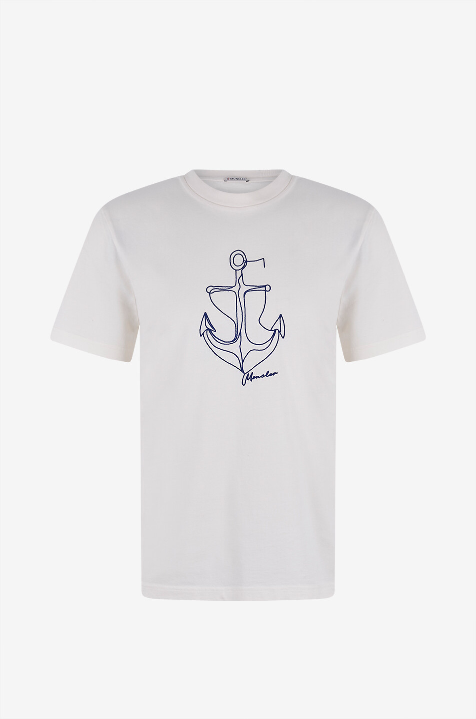 T-Shirt mit Rundhalsausschnitt aus Baumwolle bestickt