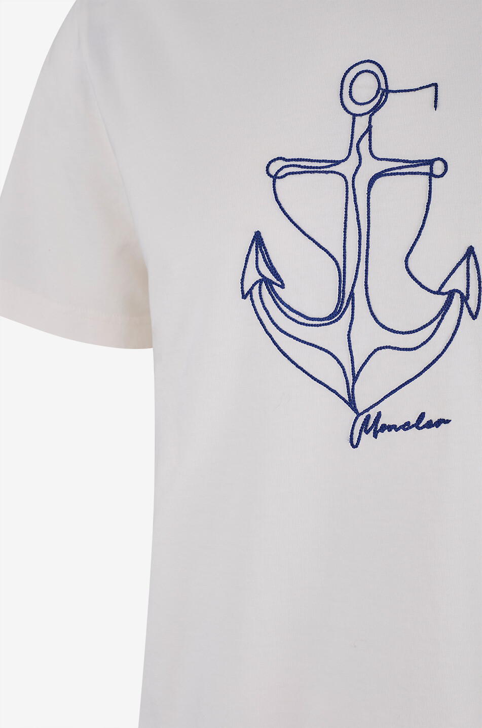MONCLER T-Shirt mit Rundhalsausschnitt aus Baumwolle bestickt Herren WEISS 3