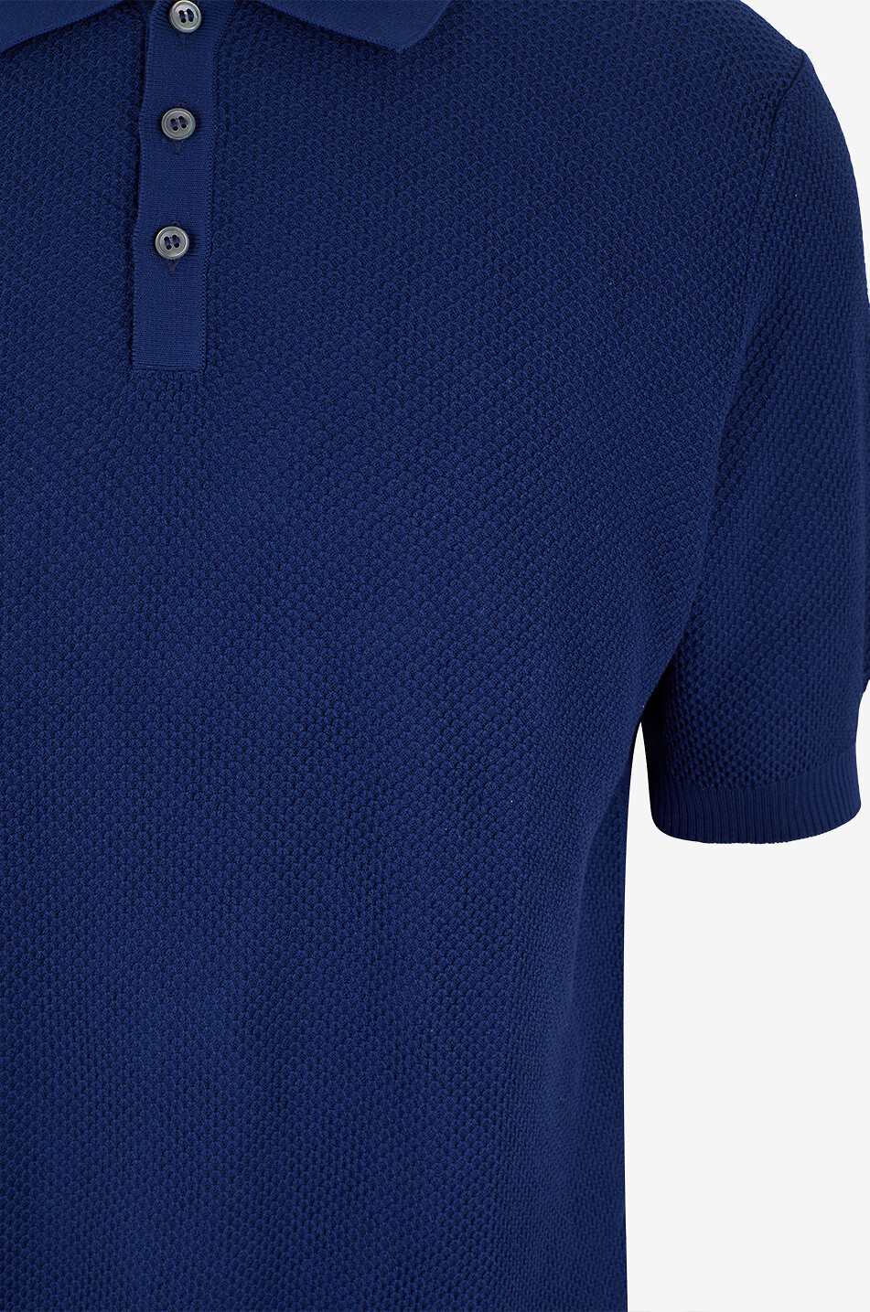 GRAN SASSO Kurzarm-Baumwoll-Polohemd im Rautenstrick Herren MITTELBLAU 3