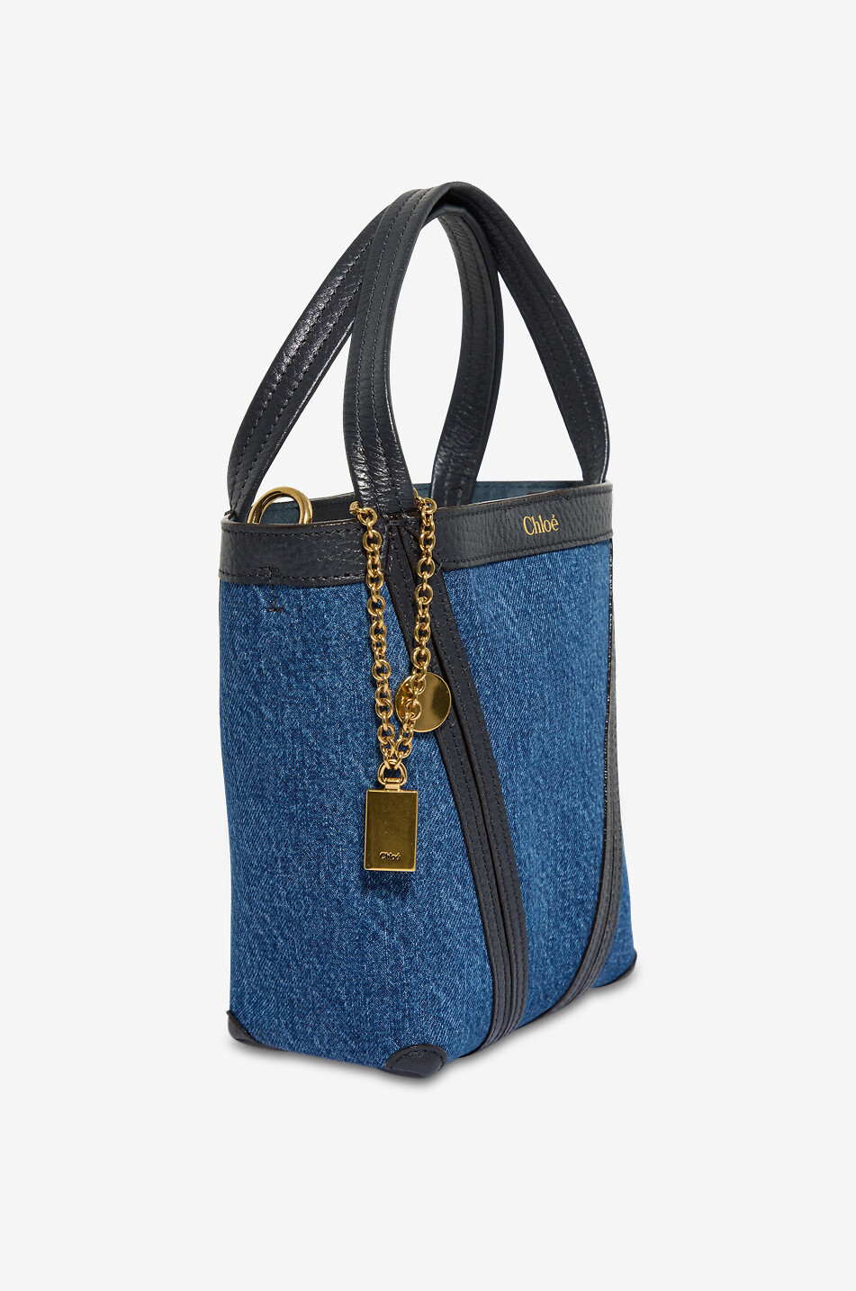 CHLOE Sac cabas en denim et cuir Chloé Spin Small Femme BLEU 2