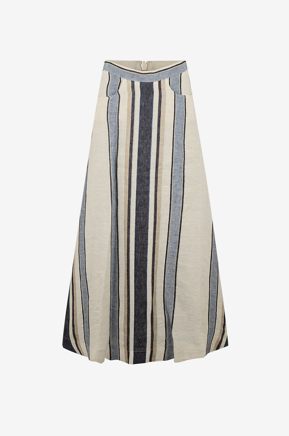 DIEGA Jupe longue rayée en lin Jamao Femme BLANC 1
