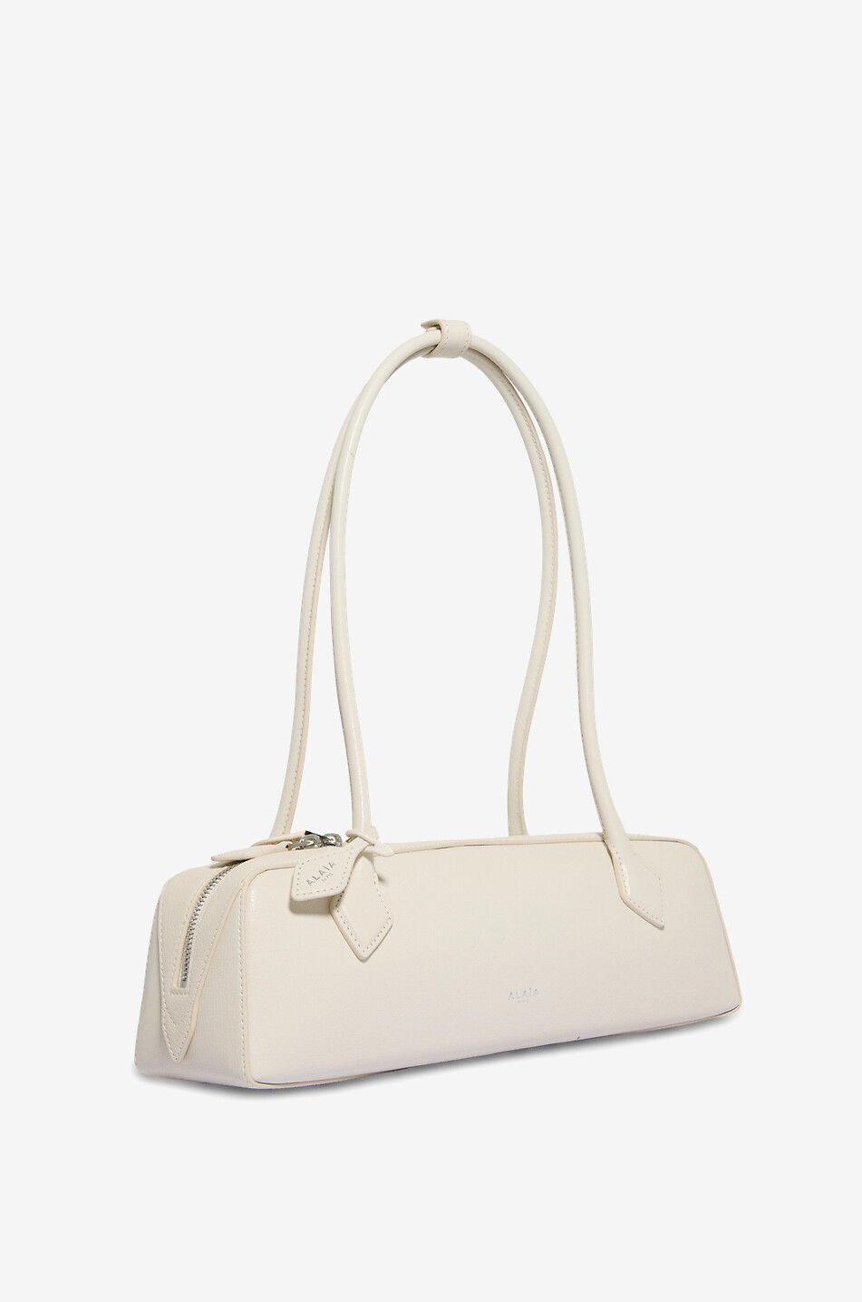 ALAÏA Le Teckel Medium smooth leather handbag Women EGGSHELL 2