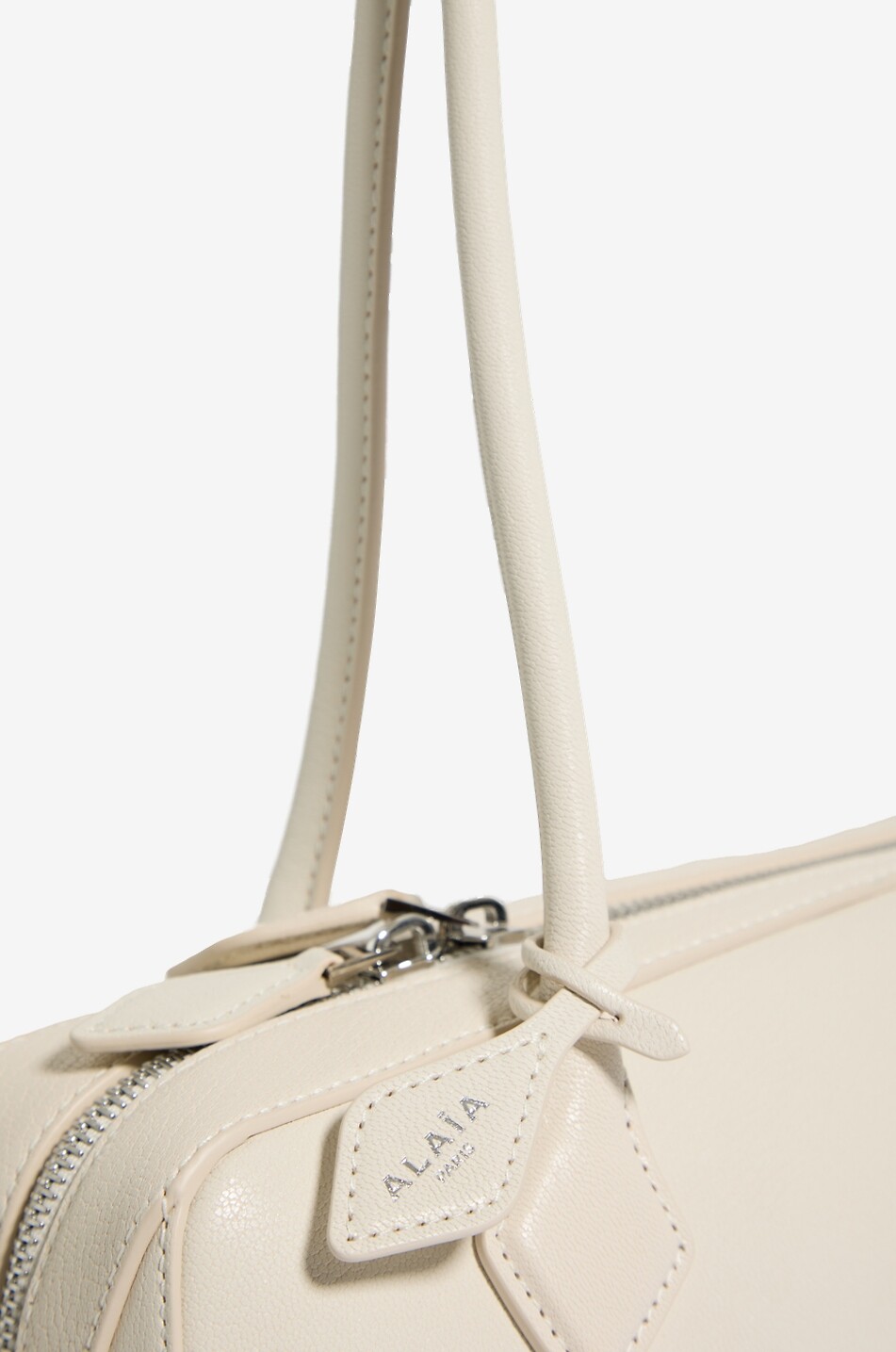 ALAÏA Le Teckel Medium smooth leather handbag Women EGGSHELL 5