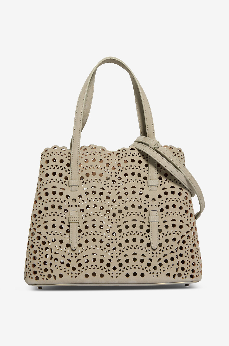 ALAÏA Mina 25 Vienne Vague perforated nubuck leather tote bag Women BEIGE 1
