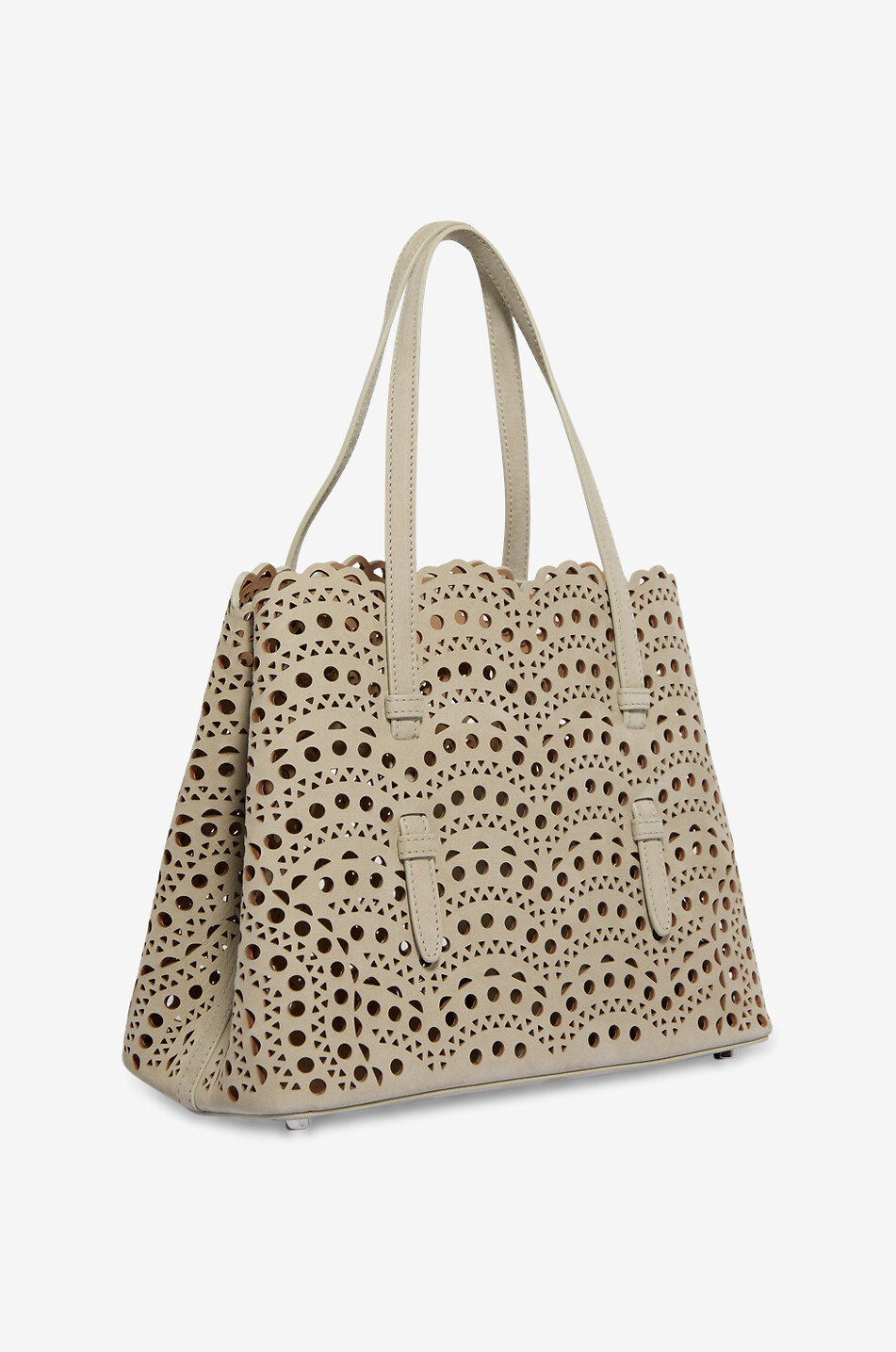 ALAÏA Mina 25 Vienne Vague perforated nubuck leather tote bag Women BEIGE 2