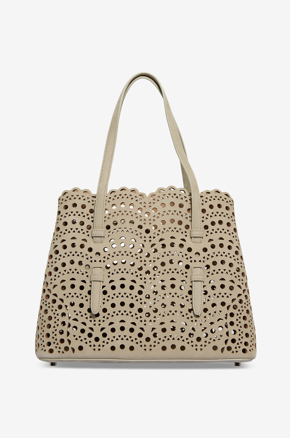 ALAÏA Mina 25 Vienne Vague perforated nubuck leather tote bag Women BEIGE 3
