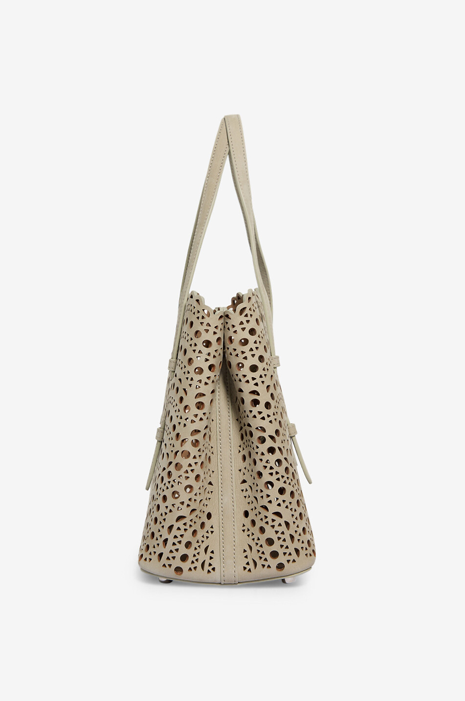 ALAÏA Mina 25 Vienne Vague perforated nubuck leather tote bag Women BEIGE 4