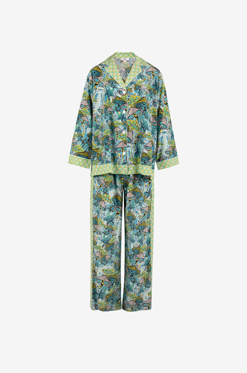 KARMA ON THE ROCKS Pyjama en soie imprimé Isa Femme VERT 1