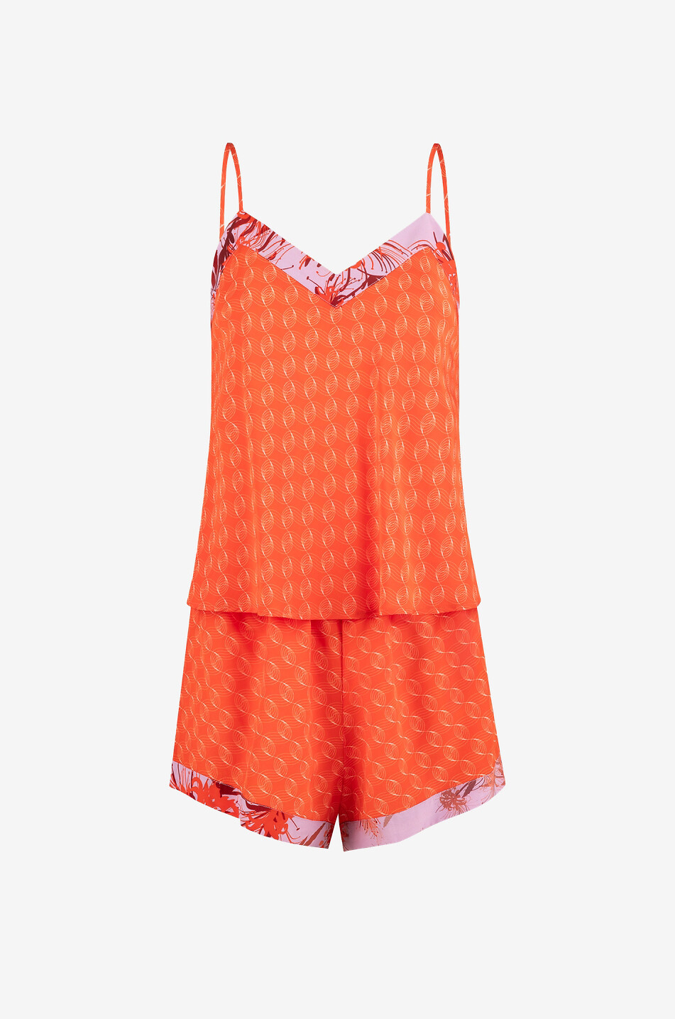 KARMA ON THE ROCKS Kawa printed silk shorts and top pyjama set Women RED 1