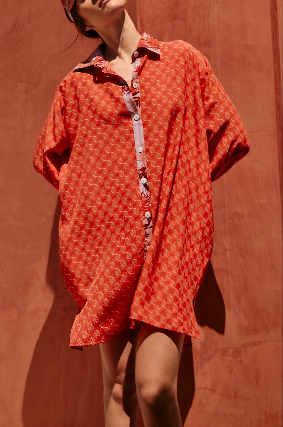 KARMA ON THE ROCKS Chemise ample en soie imprimée Gifu Femme ROUGE 2