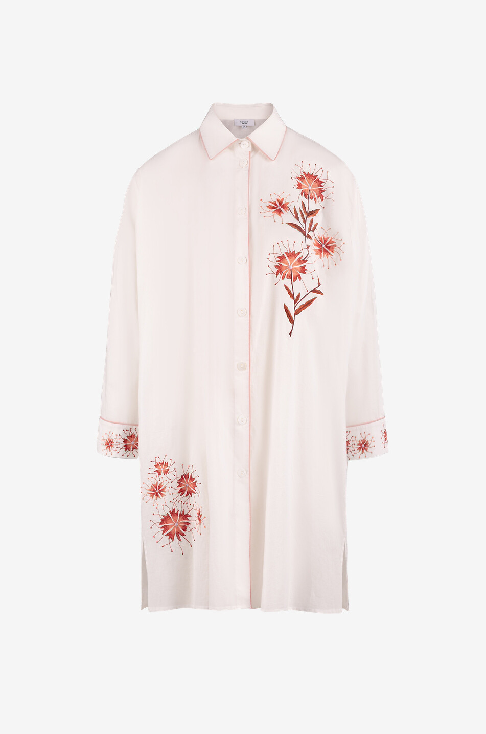 Chemise ample brodée en voile de coton Gifu