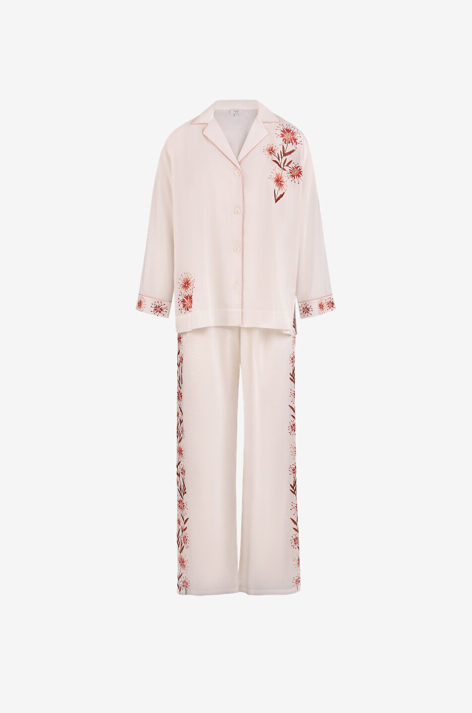 KARMA ON THE ROCKS Pyjama long brodé en voile de coton Isa Femme BLANC 1