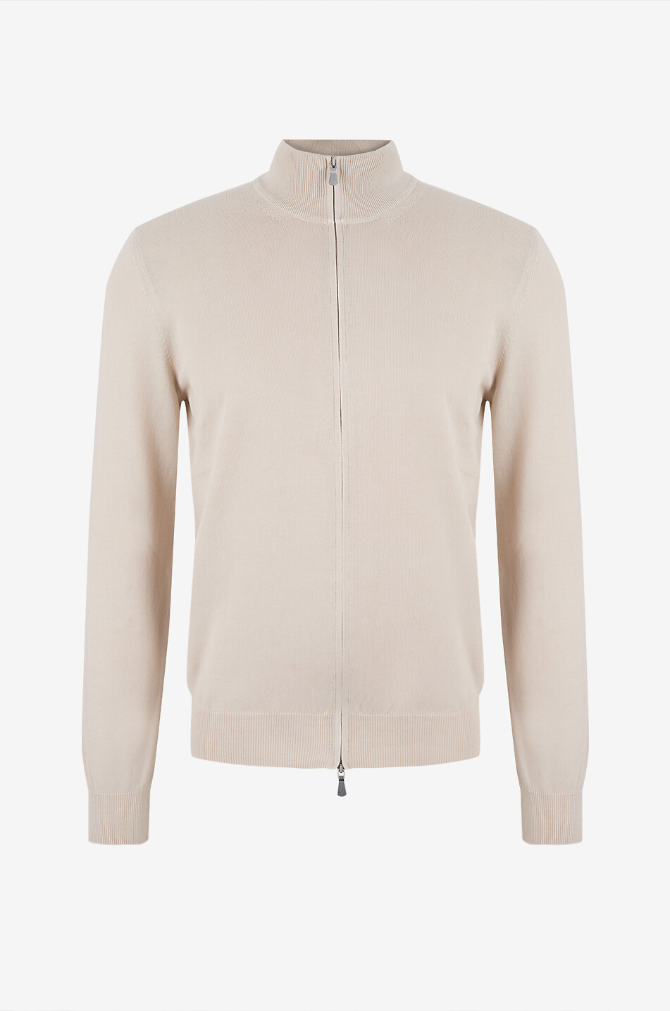 Zipped high-neck cotton cardigan