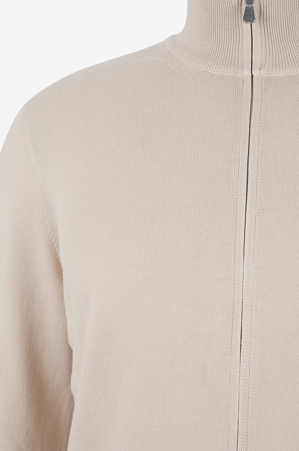 GRAN SASSO Zipped high-neck cotton cardigan Men Light beige 3