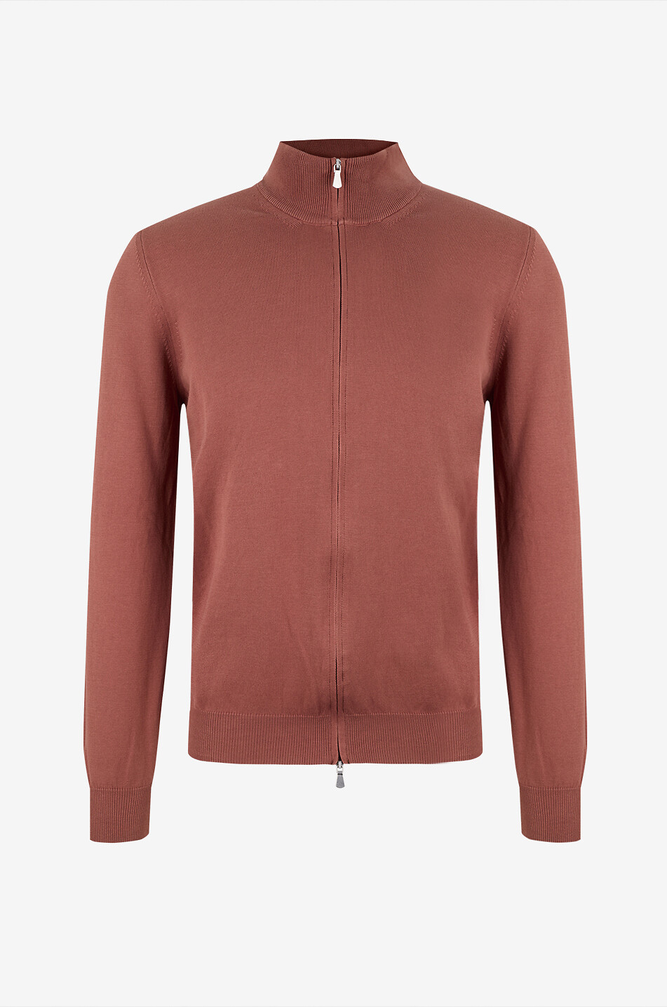 Cardigan zippé à col montant en coton