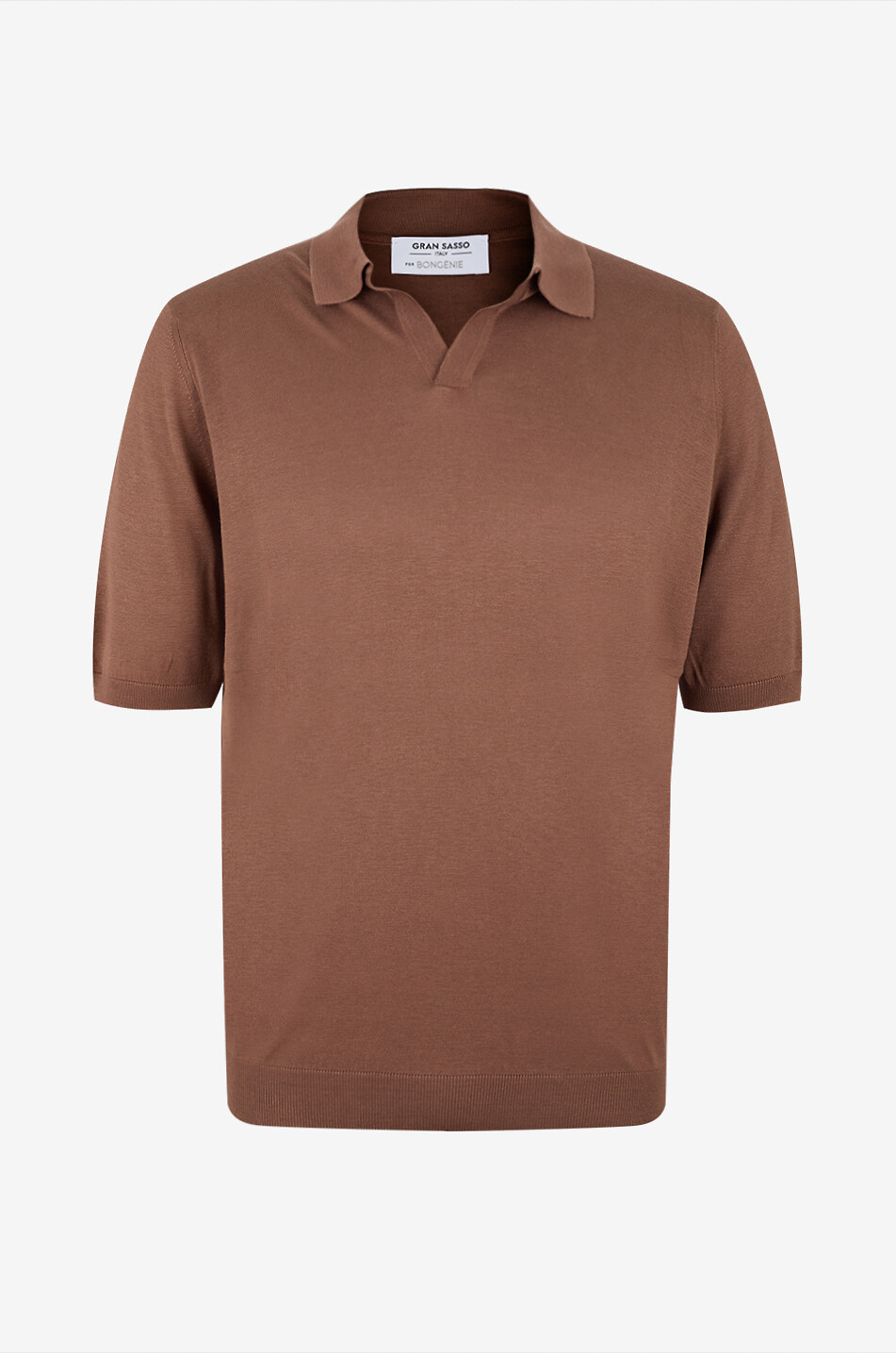 GRAN SASSO Polo à manches courtes en soie en maille fine Homme MARRON MOYEN 1
