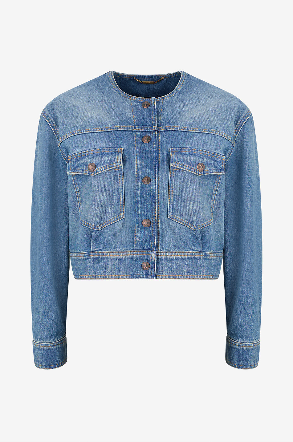 Fitted short cotton denim jacket