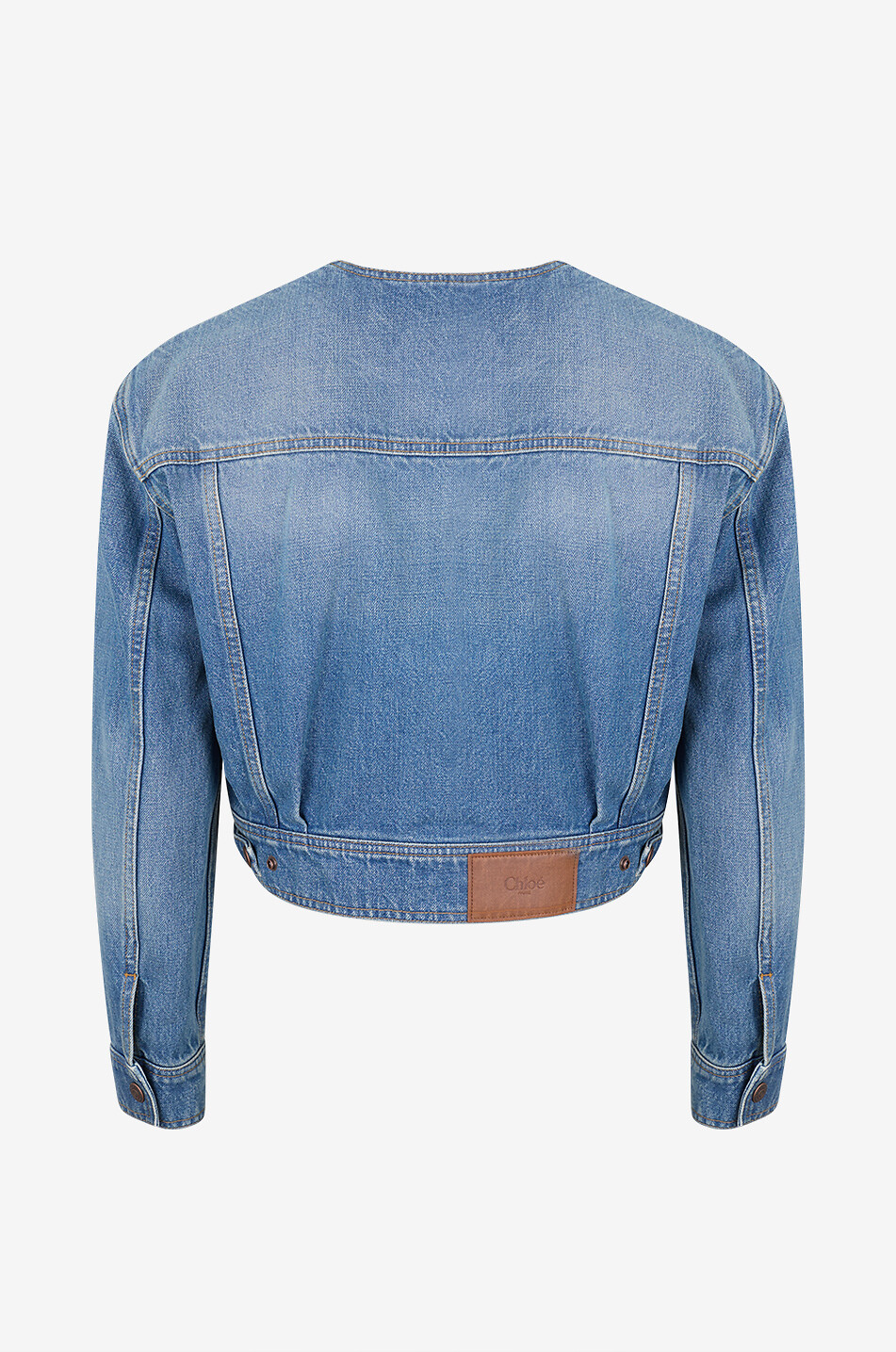 CHLOE Fitted short cotton denim jacket Women BLUE 2