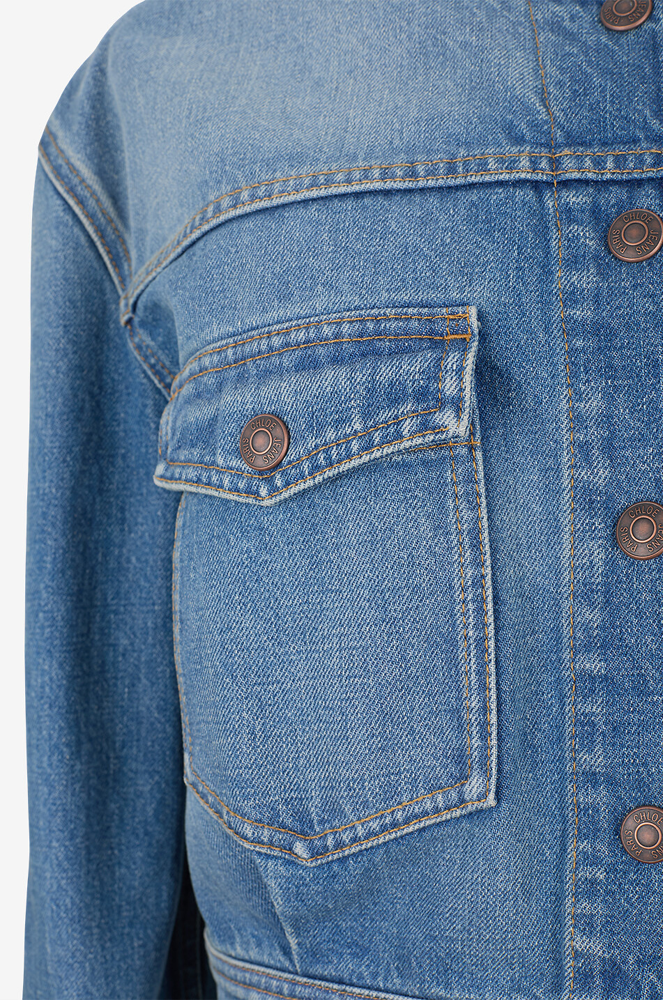 CHLOE Fitted short cotton denim jacket Women BLUE 3