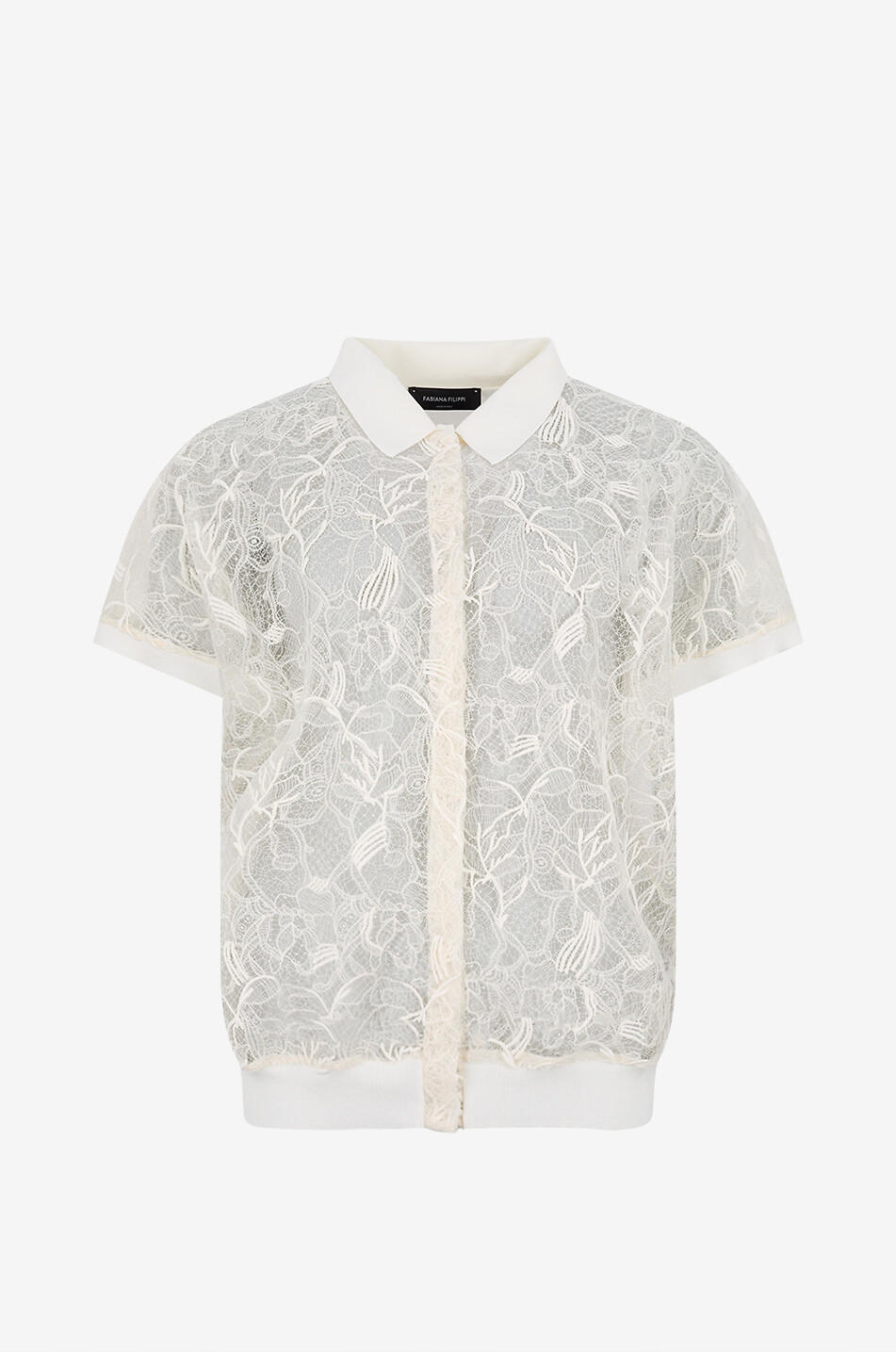 Cardigan à col chemise en soie et coton