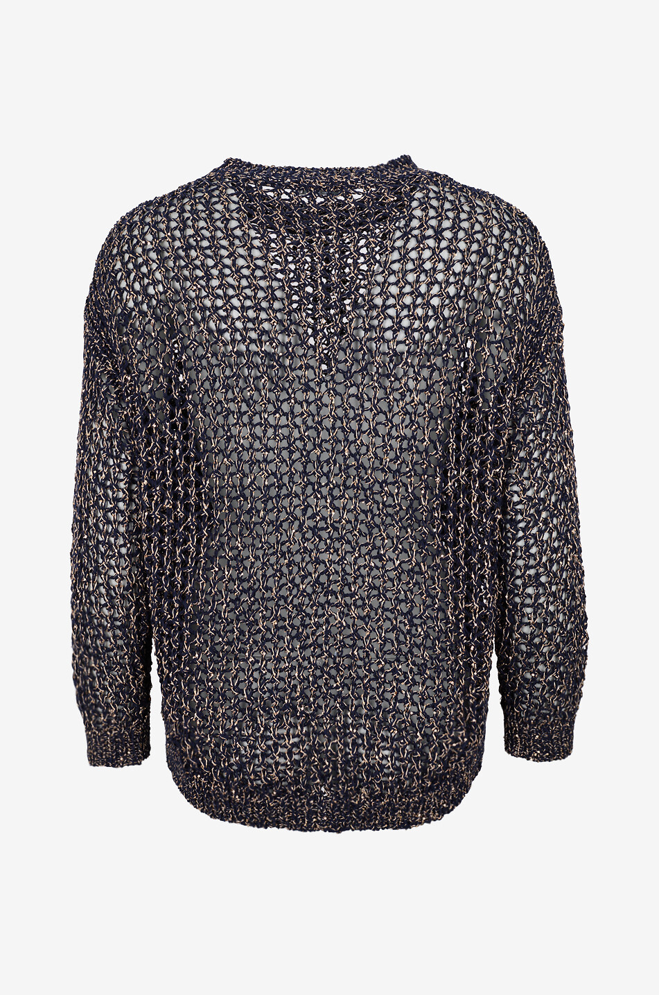 PANICALE Pullover mit Rundhalsausschnitt aus Baumwolle in glänzender Lochstrick-Optik Damen DUNKELBLAU 2