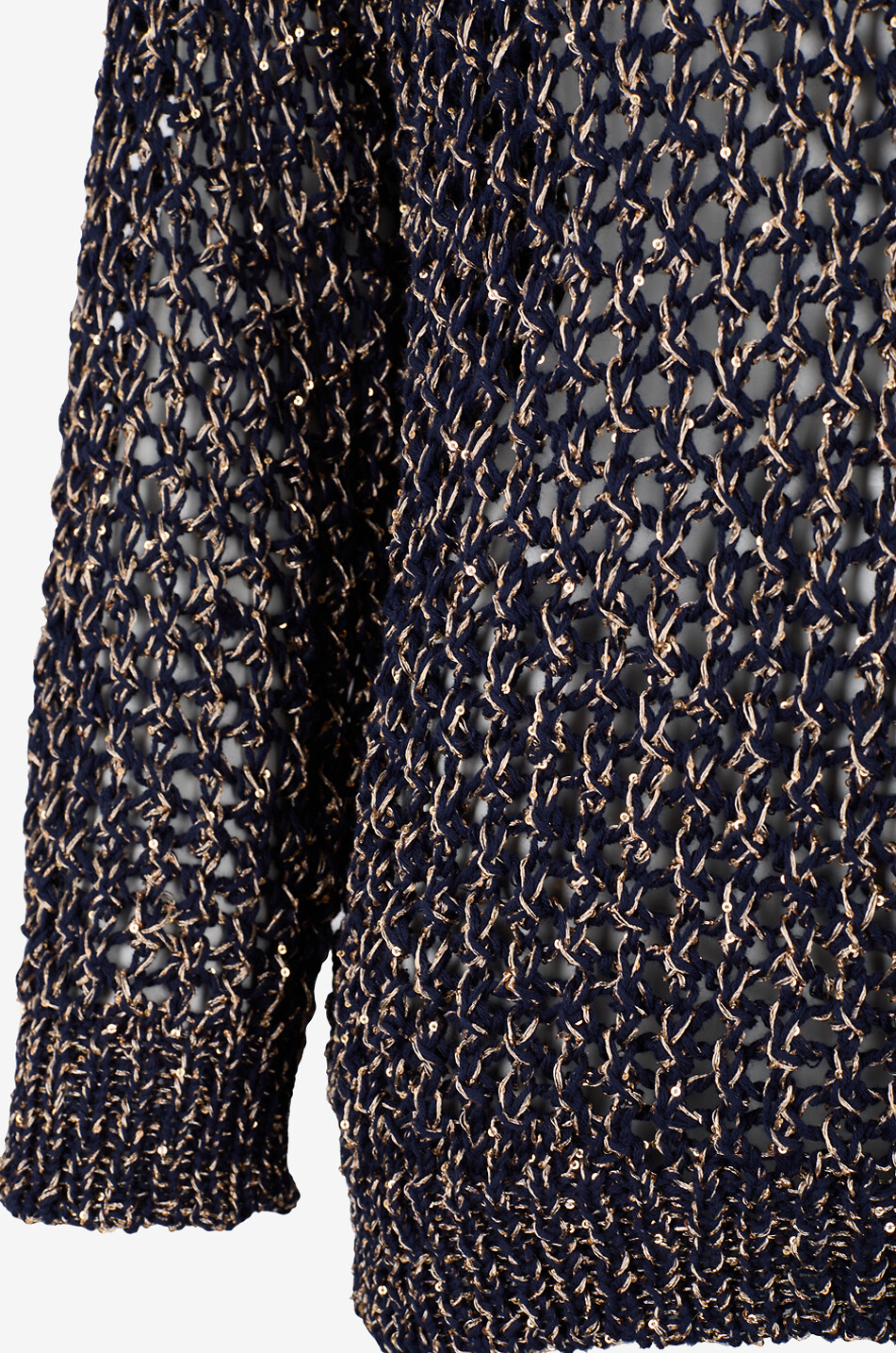 PANICALE Pullover mit Rundhalsausschnitt aus Baumwolle in glänzender Lochstrick-Optik Damen DUNKELBLAU 3