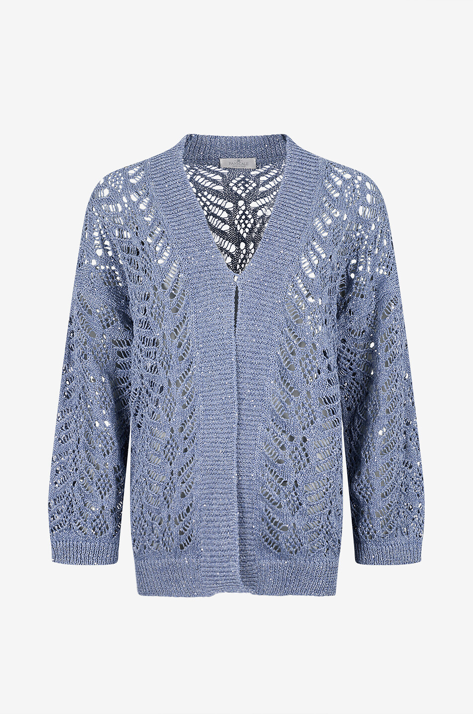 Cardigan in open-knit mixed linen