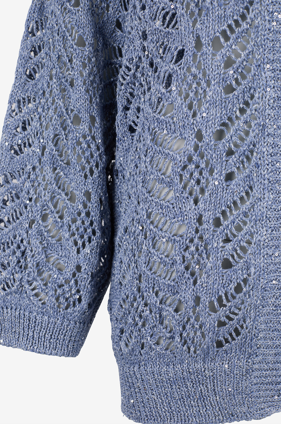 PANICALE Cardigan in open-knit mixed linen Women BLUE 3