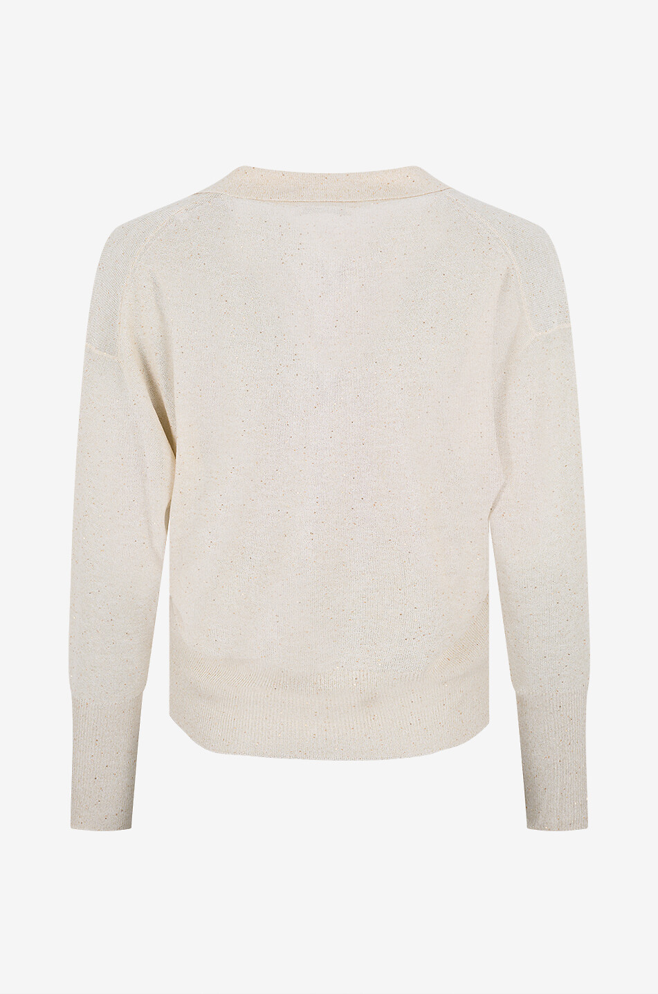 PANICALE Tailliertes Polohemd aus Strick mit Pailletten Damen CREMEFARBEN 2