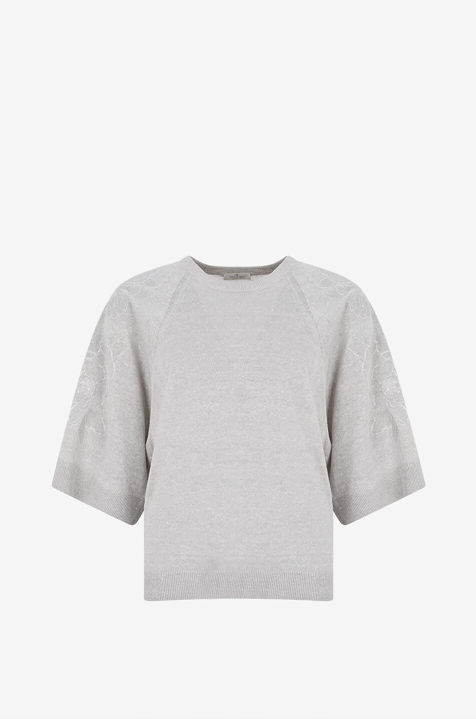 Embroidered linen and cotton crewneck jumper