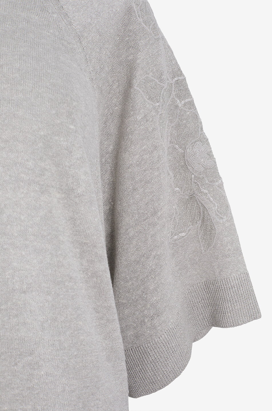 PANICALE Embroidered linen and cotton crewneck jumper Women GREY 5