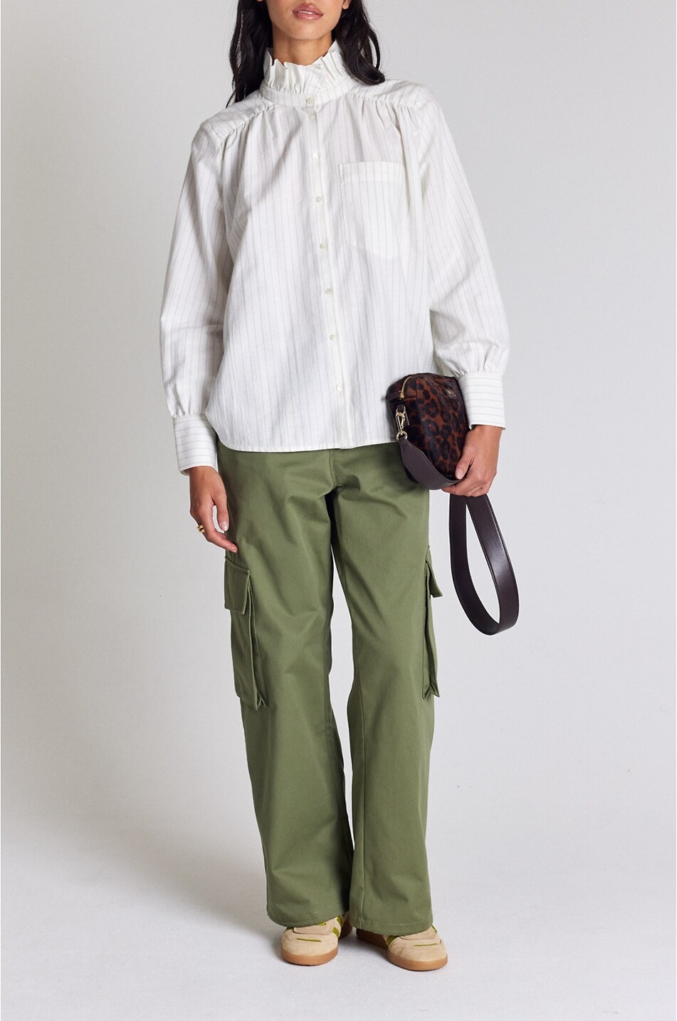 BALZAC PARIS Gestreifte weite Bluse mit Stehkragen Leonor Damen CREMEFARBEN 2