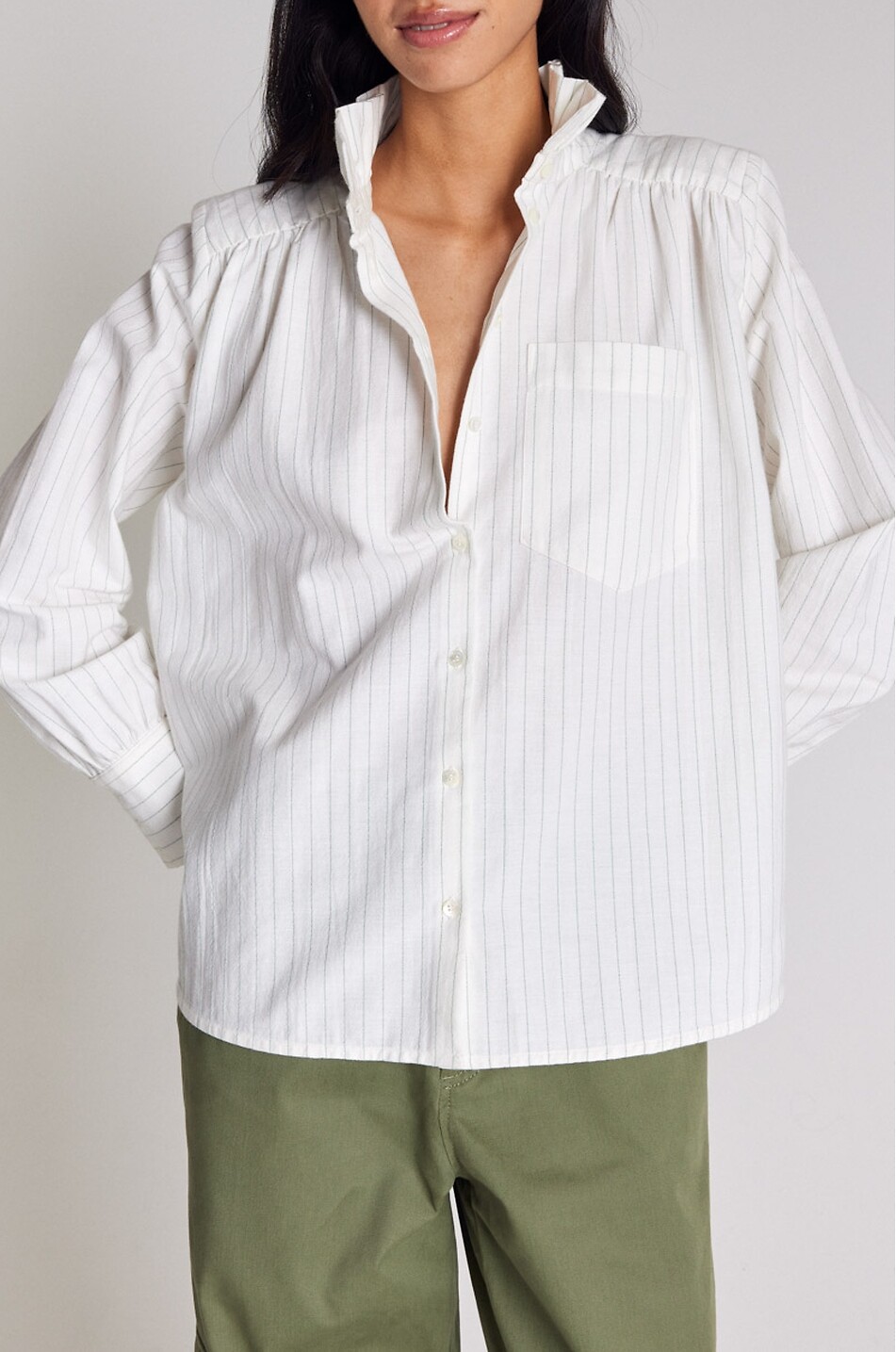BALZAC PARIS Gestreifte weite Bluse mit Stehkragen Leonor Damen CREMEFARBEN 4