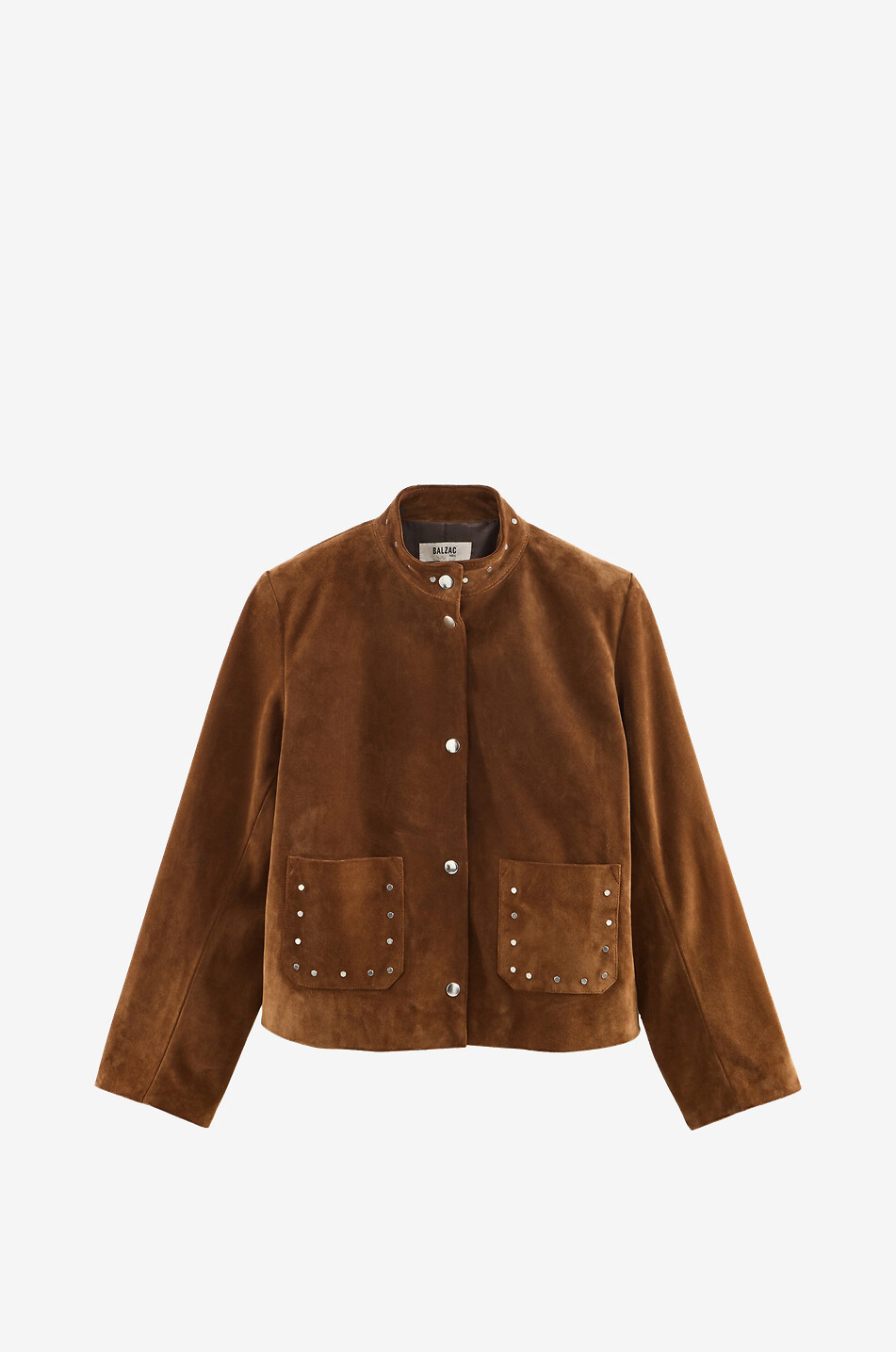 BALZAC PARIS Veste courte à col montant en cuir daim Isolde Femme MARRON 1