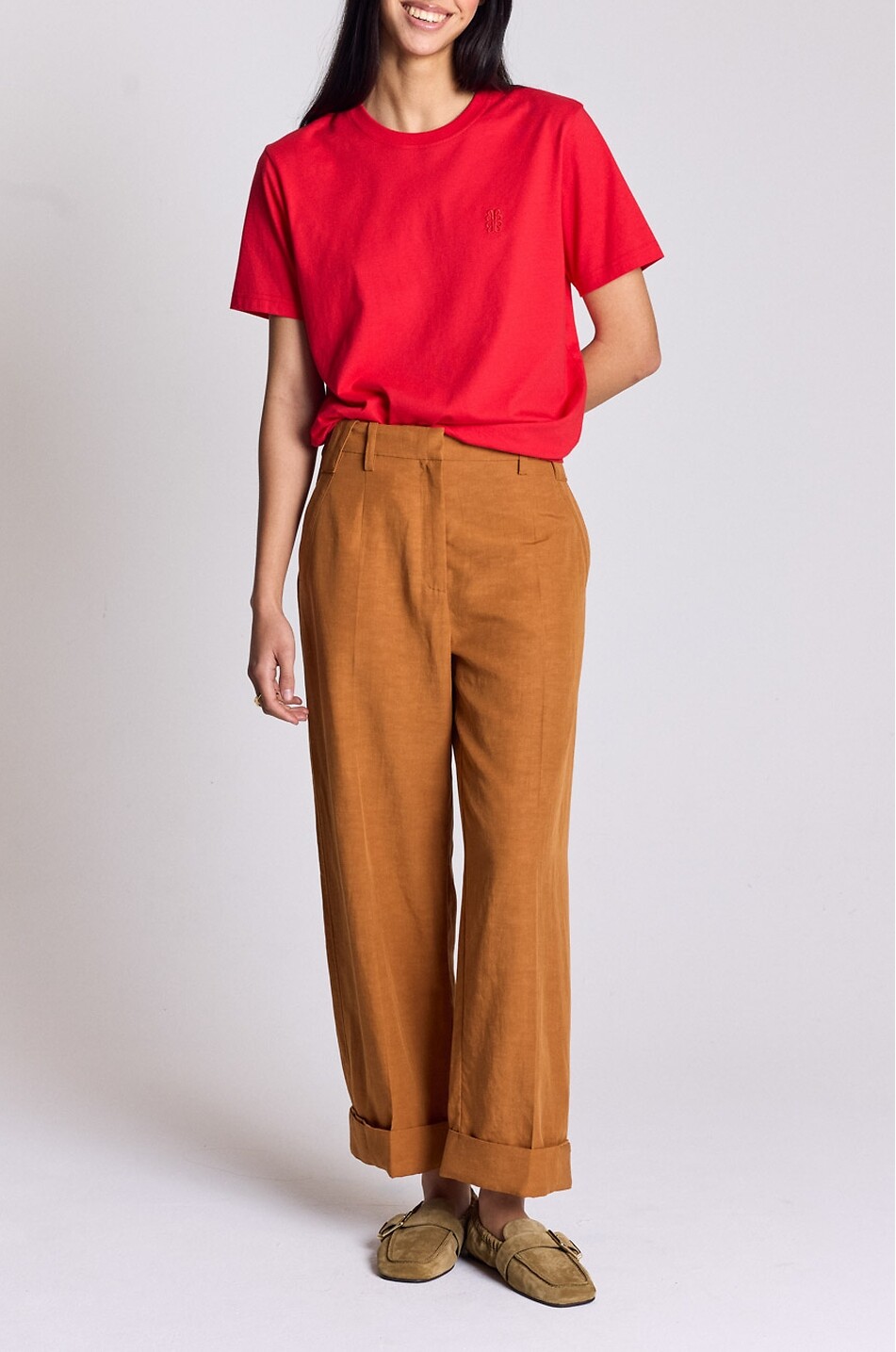 BALZAC PARIS Pantalon arrondi ample en lin et coton Tristan Femme MARRON 2