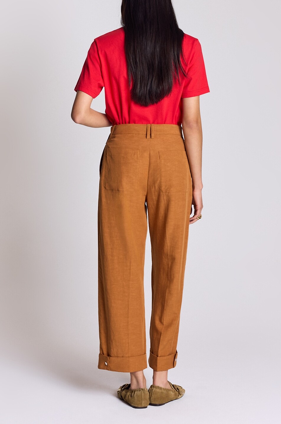 BALZAC PARIS Pantalon arrondi ample en lin et coton Tristan Femme MARRON 3