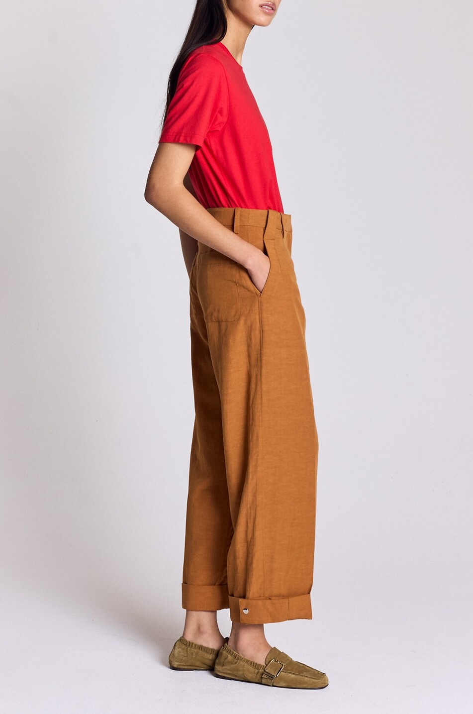 BALZAC PARIS Pantalon arrondi ample en lin et coton Tristan Femme MARRON 6
