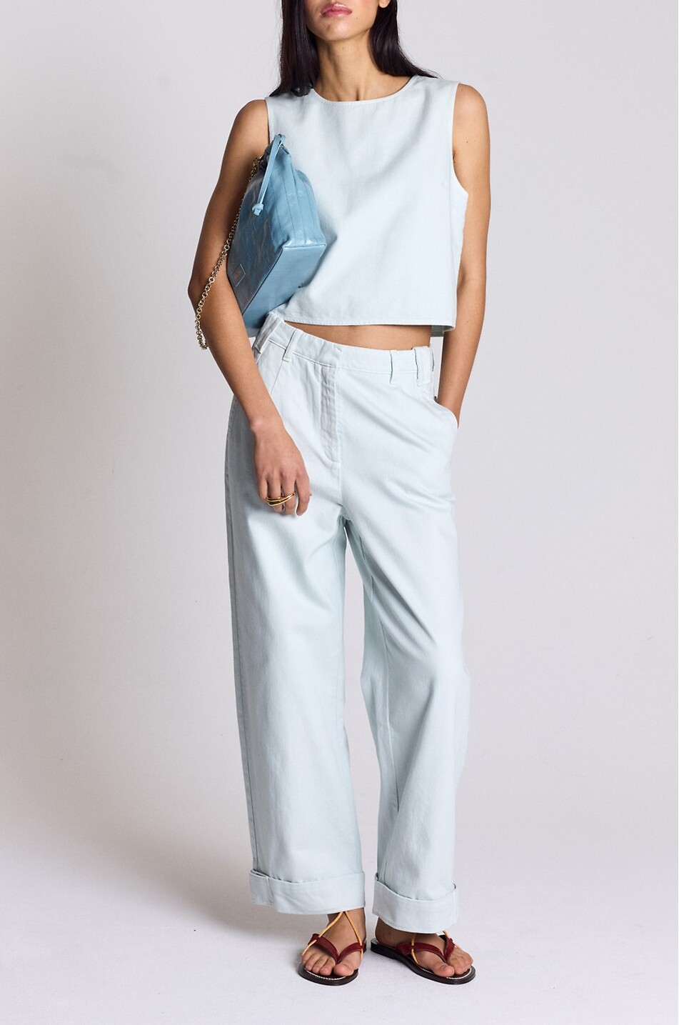 BALZAC PARIS Pantalon ample à pinces en coton Tristan Femme BLEU CLAIR 2