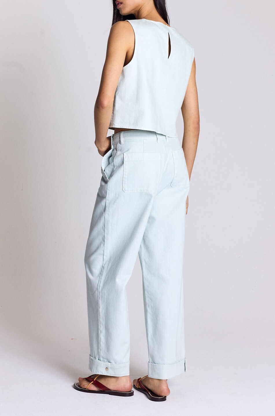 BALZAC PARIS Pantalon ample à pinces en coton Tristan Femme BLEU CLAIR 3
